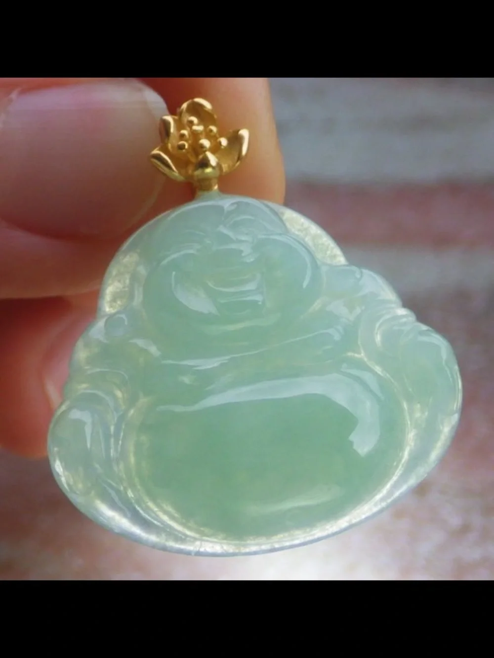 Certificate Sterling silver 925 jadeite Jade green laughing Buddha god pendant